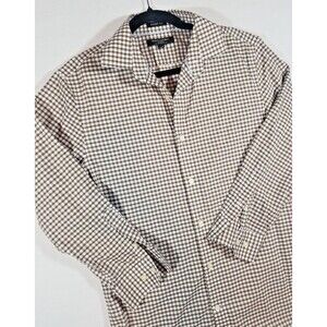 Banana Republic Grant Fit Shirt Mens Small Brown Check Plaid Preppy Button Up